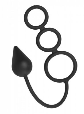 Silicone Triple Ring With Compact Anal Plug