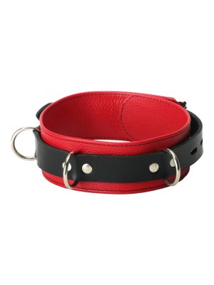 Halsband aus Leder in Schwarz-Rot