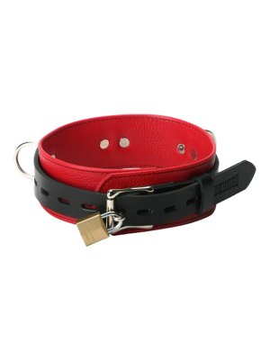 Halsband aus Leder in Schwarz-Rot