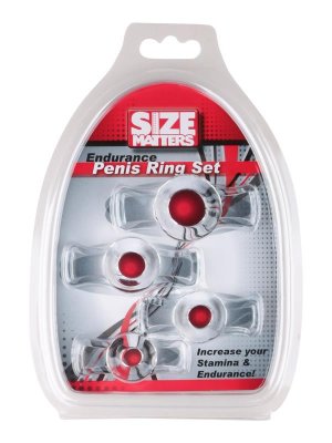 Size Matters Endurance Penis Ring Set - Transparent