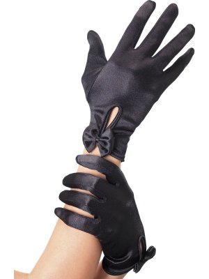Handschuhe mit Schleife in Schwarz