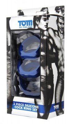 Tom of Finland Penisring-Set – 3 Stück – in Blau