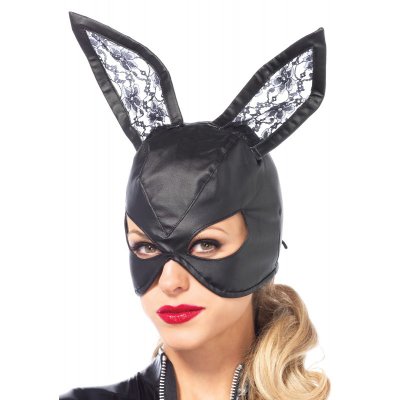 Bunny-Maske aus Kunstleder - Schwarz
